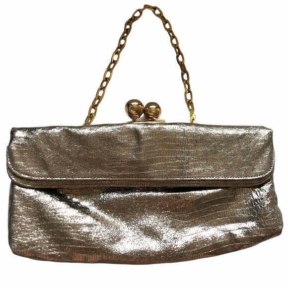 Sondra Roberts Clutch Bag Kisslock Chain Strap GUC - Picture 1 of 8